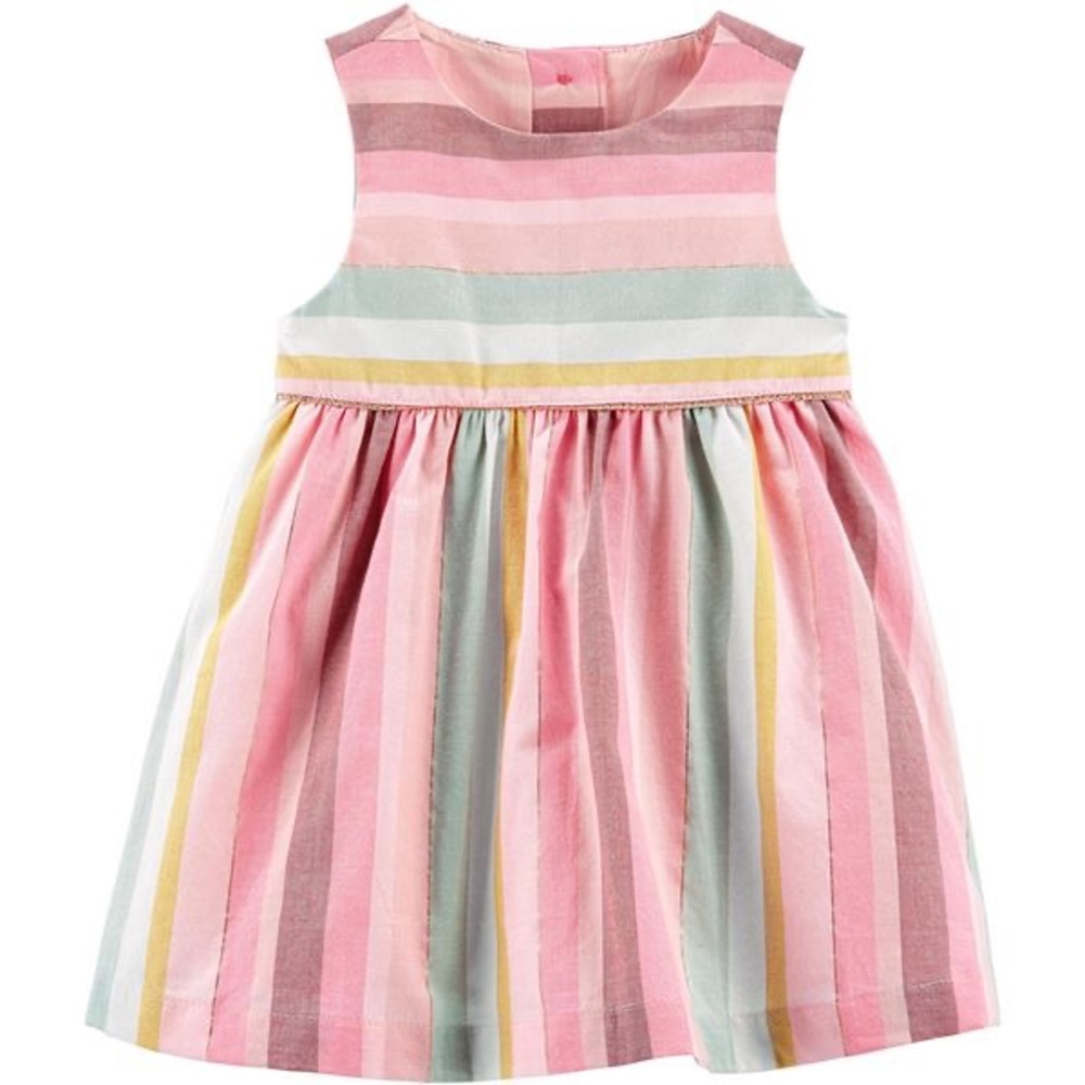 New Baby Girl OshKosh B'gosh® Sleeveless Striped Dress Formal Rainbow  Easter 18